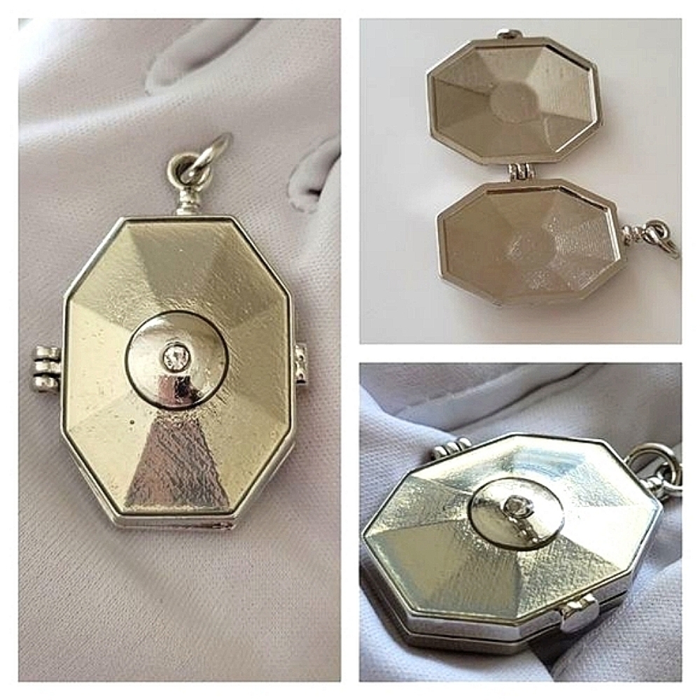 Locket Pendant Geometric Silver Tone Pendant #0394